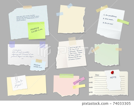 Notes, memo paper sheets on adhesive tape vector 74033305