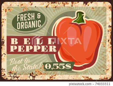 Pepper vegetable metal plate rusty, farm market Pepper vegetable metal plate rusty, farm market 74033311