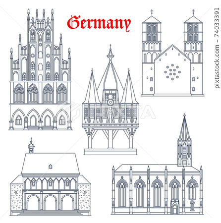 Germany landmark buildings and cathedrals icons 74033391