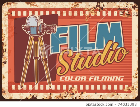 Film studio rusty metal plate, cinema or movie 74033398