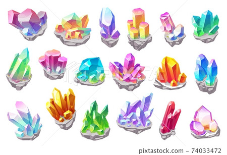 Shiny magic stones and fantasy minerals set Shiny magic stones and fantasy minerals set 74033472