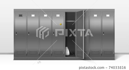 Steel lockers, vector school or gym changing room Steel lockers, vector school or gym changing room 74033816