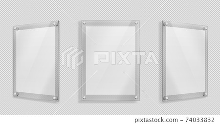 Acrylic poster, blank glass frame hang on wall 74033832