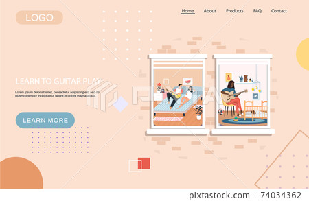 Learn to guitar play landing page template with people are passionate about music and singing songs Learn to guitar play landing page template with people are passionate about music and singing songs 74034362