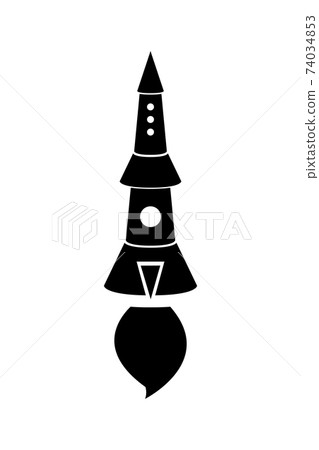 Rocket icon, black silhouette. Vector illustration isolated on white background Rocket icon, black silhouette. Vector illustration isolated on white background 74034853