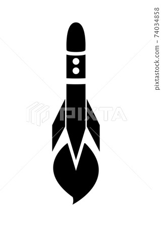 Rocket icon, black silhouette. Vector illustration isolated on white background Rocket icon, black silhouette. Vector illustration isolated on white background 74034858