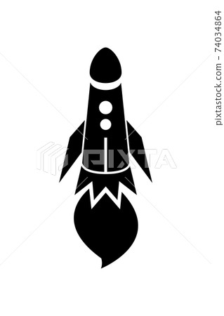 Rocket icon, black silhouette. Vector illustration isolated on white background Rocket icon, black silhouette. Vector illustration isolated on white background 74034864