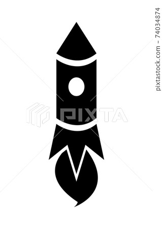 Rocket icon, black silhouette. Vector illustration isolated on white background Rocket icon, black silhouette. Vector illustration isolated on white background 74034874