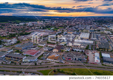 Dijon city townscape aerial view under beautiful sunset sky Dijon city townscape aerial view under beautiful sunset sky 74035617