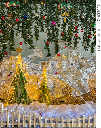 Vertical photo of glittery Christmas backdrop for decoration  74035696