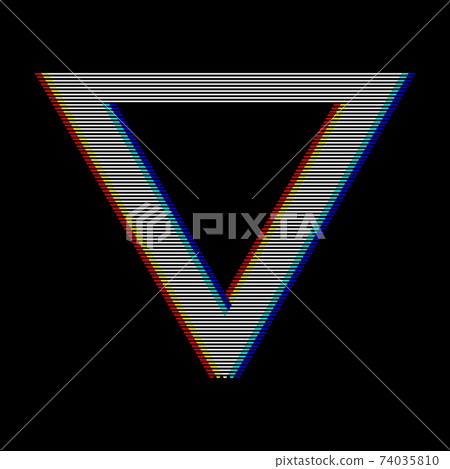 MobileVHS glitch triangle in retro style. Geometry shape with distortion effect. Good for design promo electronic music events, games, banners, web, etc. Vector MobileVHS glitch triangle in retro style. Geometry shape with distortion effect. Good for design promo electronic music events, games, banners, web, etc. Vector 74035810