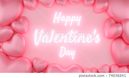 Pink heart with pink background and text. Valentine's day concept. 3D Rendering illustration Pink heart with pink background and text. Valentine's day concept. 3D Rendering illustration 74036841
