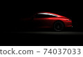 Red sports car silhouette on black background	 74037033