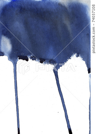 藏青色水彩材料，墨水滴落 74037108