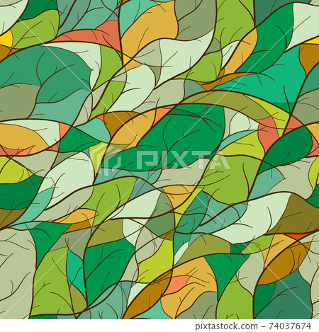 Bright mosaic pattern with branch silhouettes Bright mosaic pattern with branch silhouettes 74037674