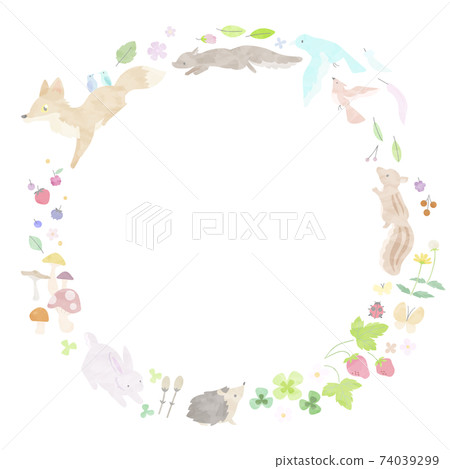 Watercolor style spring animal frame 74039299