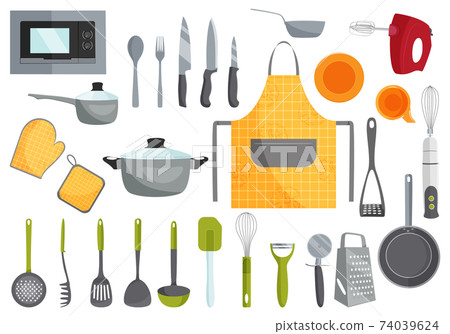 Kitchen utensils set isolated on white background. Vector illustration. Kitchen utensils set isolated on white background. Vector illustration. 74039624