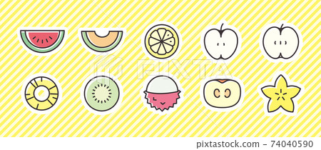 10 icon set (fruit cross section) 10 icon set (fruit cross section) 74040590