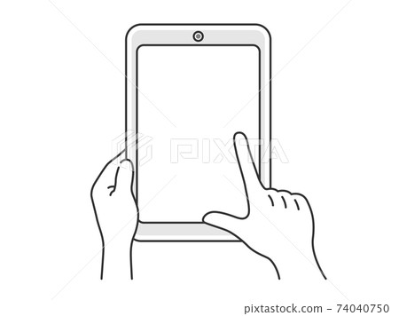 Illustration of operating a tablet PC with a finger 74040750
