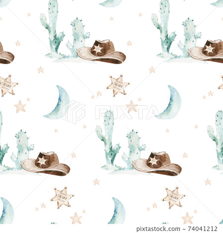 Watercolor Baby Boy. Seamless Patterns