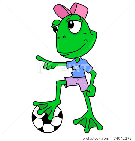 frog boy playing football, doodle icon image kawaii frog boy playing football, doodle icon image kawaii 74041272