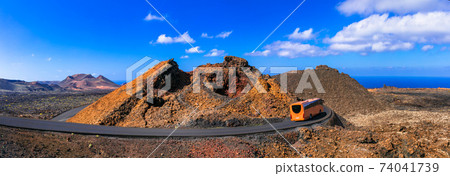 National park of Lanzarote- Timanfaya, with unique volcanic formations. Canary islands 74041739