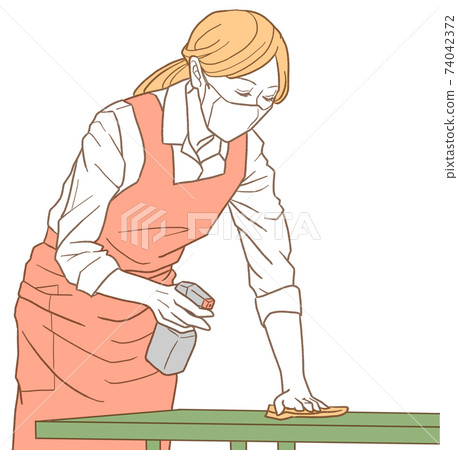 Woman disinfecting table 1 (simple color version) Woman disinfecting table 1 (simple color version) 74042372