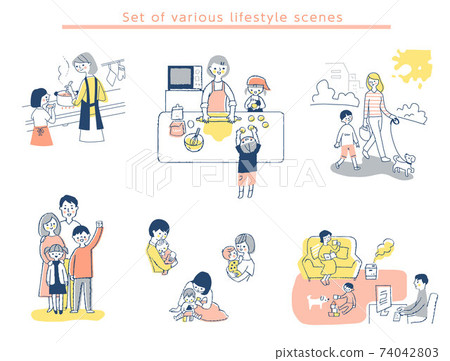 Family lifestyle scene set 74042803