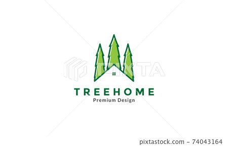 green pine tree with home logo symbol icon vector graphic design illustration green pine tree with home logo symbol icon vector graphic design illustration 74043164