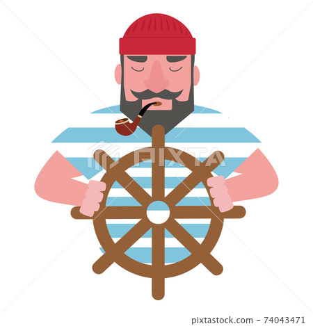 Cute Sailor  with a pipe vector 74043471