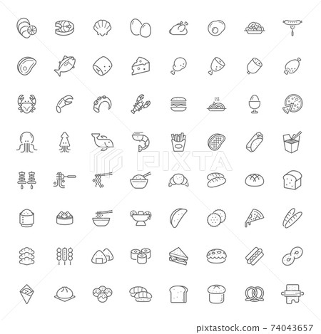 Food icon outline style flat design. 64 Icons. Food icon outline style flat design. 64 Icons. 74043657