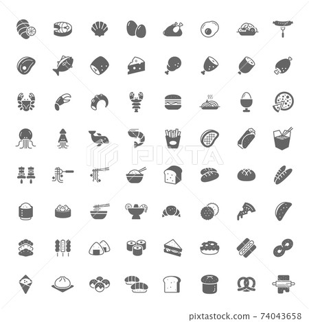 Food icon filled style flat design. 64 Icons. Food icon filled style flat design. 64 Icons. 74043658