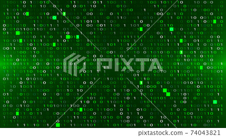 Abstract Green Background with Binary Code. Malware, or Hack Attack Concept 74043821