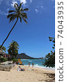 With Waikiki Beach, Palms and Diamond Head 74043935