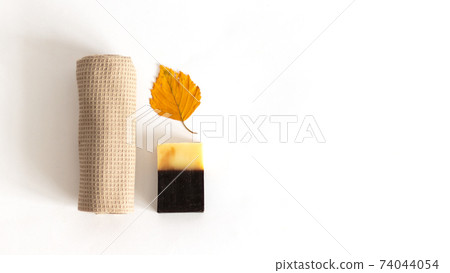 Tar soap for hand washing. Body care spa relaxation cleansing concept. Natural products. Purity. Copy space Tar soap for hand washing. Body care spa relaxation cleansing concept. Natural products. Purity. Copy space 74044054