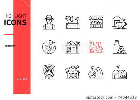 Farming - modern line design style icons set - Stock Illustration ...