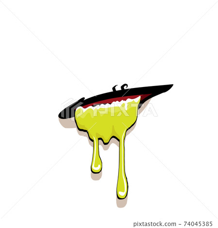 Vector cartoon funny zombie monster mouth with rotten teeth isolated on white background. Vector happy Halloween kids t-shirt design template with funky monster mouth Vector cartoon funny zombie monster mouth with rotten teeth isolated on white background. Vector happy Halloween kids t-shirt design template with funky monster mouth 74045385
