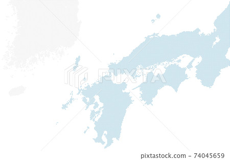 Blue dot map of western Japan and South Korea. Large size. 74045659