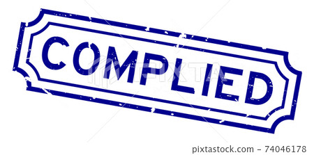 Grunge blue complied word rubber seal stamp on white background 74046178