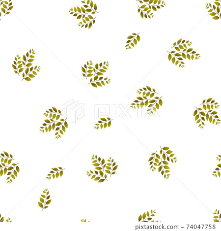 Spring seamless pattern with green sprigs. Vector stock illustration for fabric, textile, wallpaper, posters, paper. Fashion print. Branch with leaves. Doodle style. Spring seamless pattern with green sprigs. Vector stock illustration for fabric, textile, wallpaper, posters, paper. Fashion print. Branch with leaves. Doodle style. 74047758