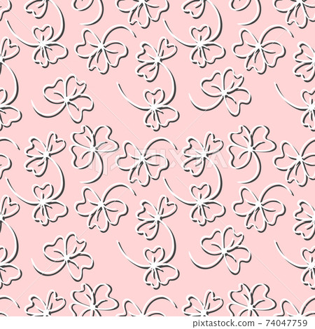 Trendy seamless floral pattern with ornament. White silhouette flowers on pink background. Simple minimalistic pattern with nature elements. Vector illustration for fabric, textile,poster,invitation. Trendy seamless floral pattern with ornament. White silhouette flowers on pink background. Simple minimalistic pattern with nature elements. Vector illustration for fabric, textile,poster,invitation. 74047759