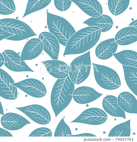 Floral seamless pattern with blue exotic leaves on white background. Tropic branches. Fashion vector stock illustration for wallpaper, posters, card, fabric, textile Floral seamless pattern with blue exotic leaves on white background. Tropic branches. Fashion vector stock illustration for wallpaper, posters, card, fabric, textile 74047761