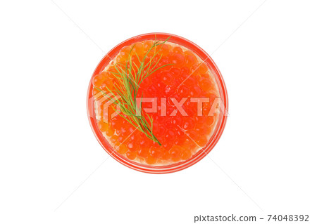 Glass bowl with caviar isolated on white background 74048392