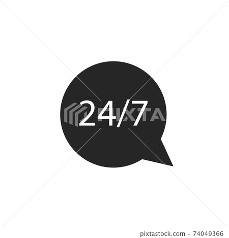 24-7, assistance, support, shopping icon. Vector illustration, flat design. 74049366