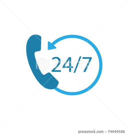 24 hours 7 days icon. Time clock icon vector illustration. Flat design. 74049386