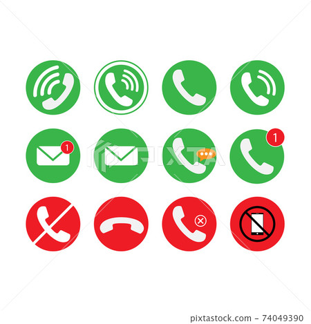 Communication of phone, call, email icon set. Vector illustration. Communication of phone, call, email icon set. Vector illustration. 74049390