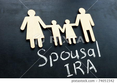 Spousal IRA retirement plan and family figures. 74051542