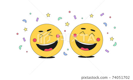 Fun, gladness and humor with comic Emoji character. Cartoon laughing emoticons 74051702
