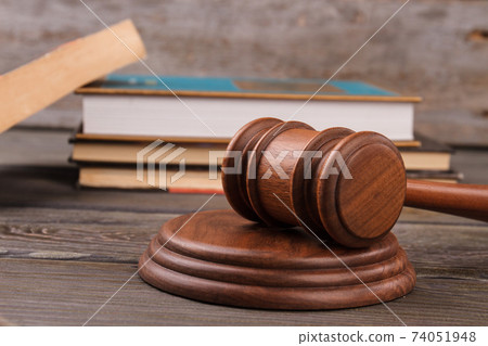 Close-up gavel and law books. Close-up gavel and law books. 74051948