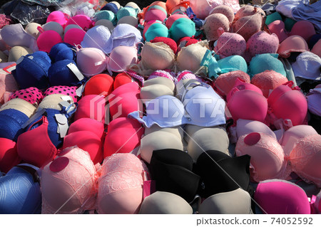 Bra pile for sale at flea market Bra pile for sale at flea market 74052592